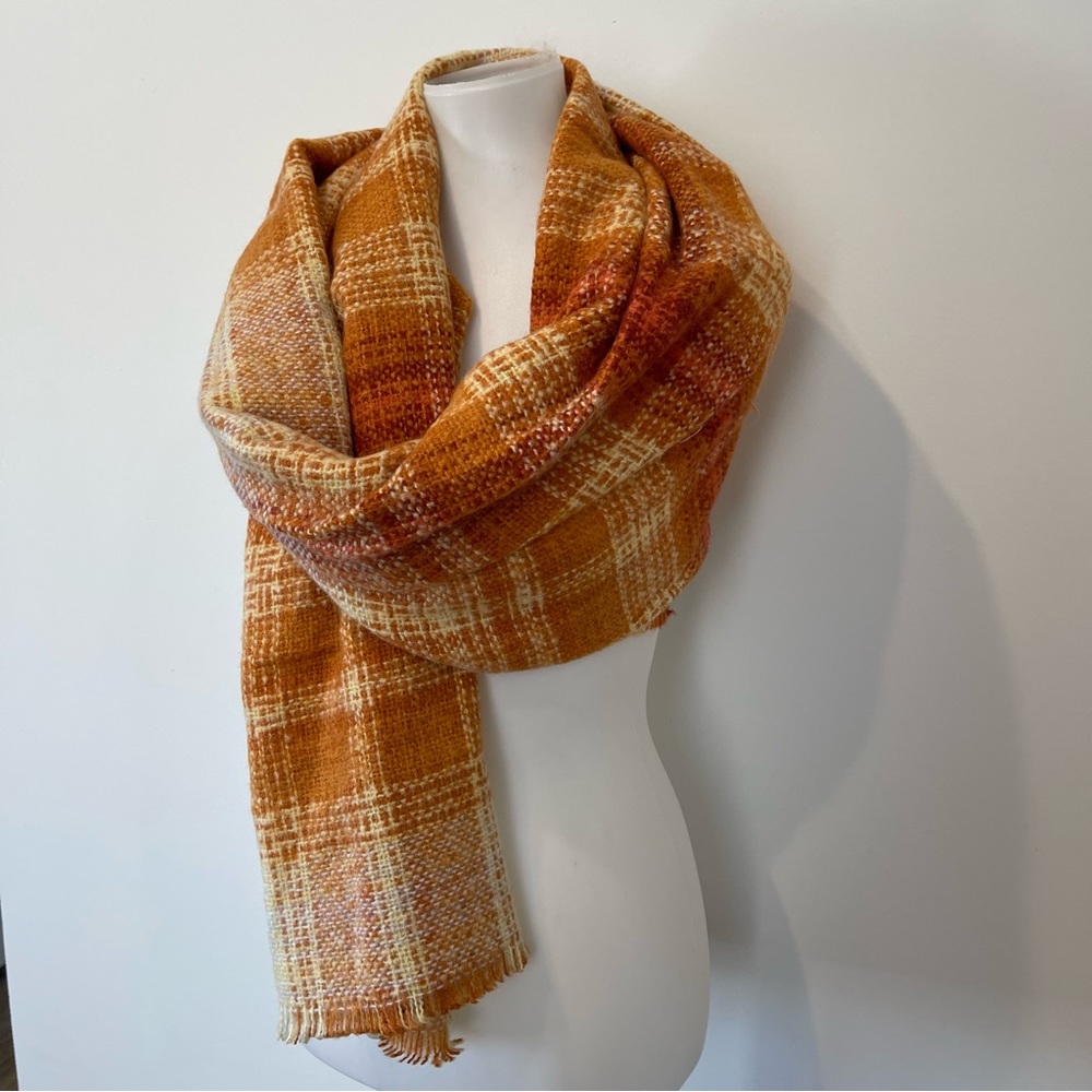 Orange plaid scarf. Oversized, warm, soft. New, never worn.